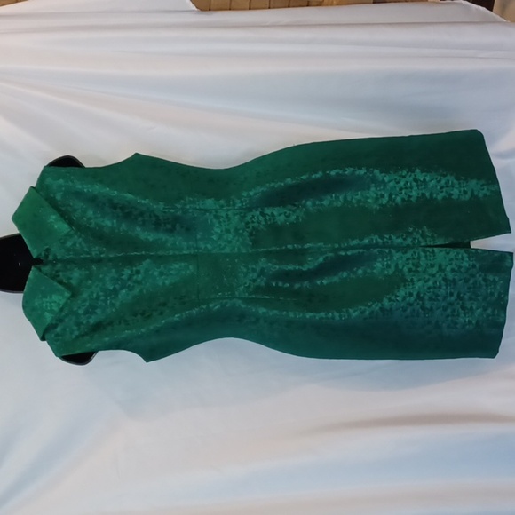 Tahari Emerald Green Sleeveless Sheath Structured Cowl Neck sz 8, vintage look - Picture 4 of 9